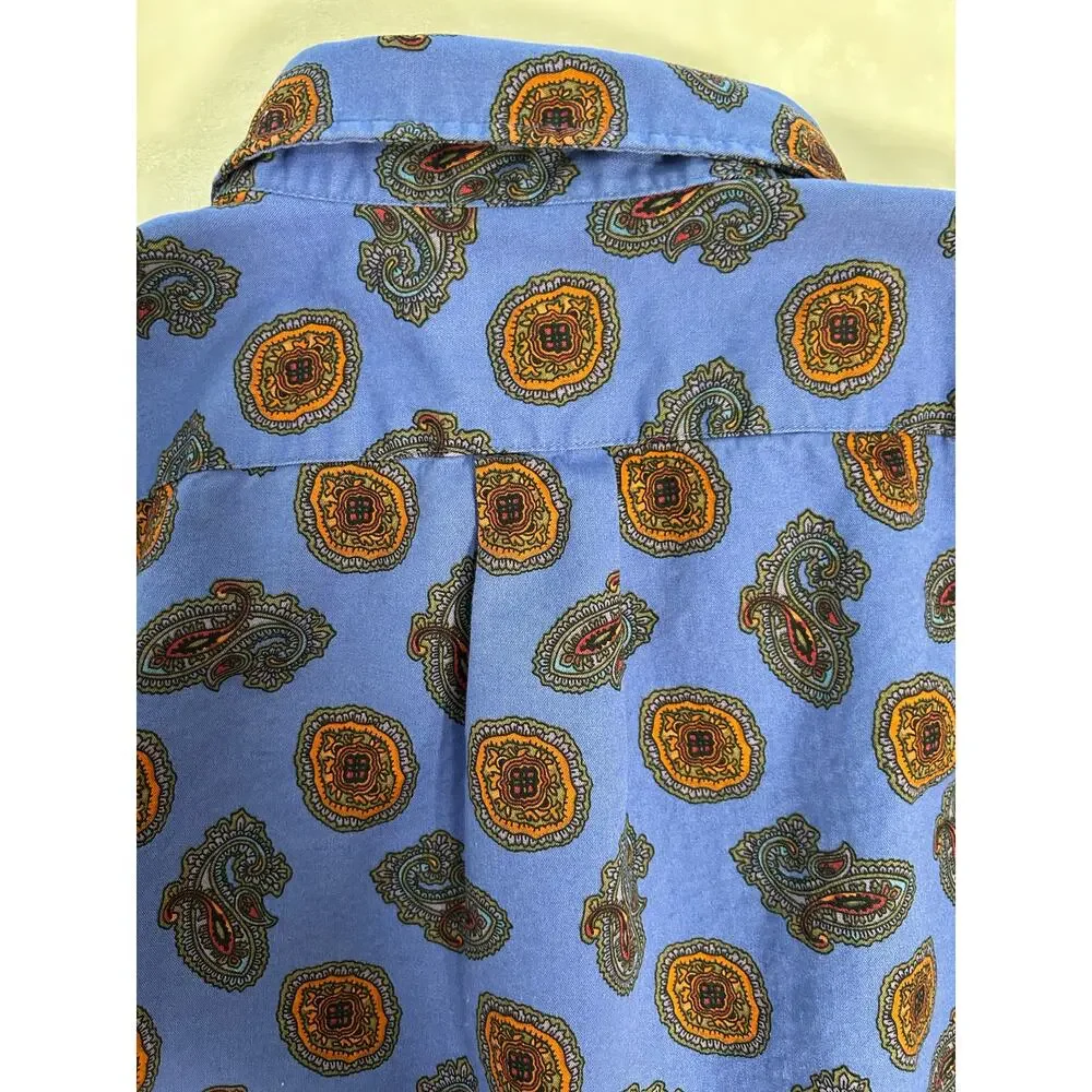 Vintage J Crew Oarsmen Men's Medium Blue Paisley